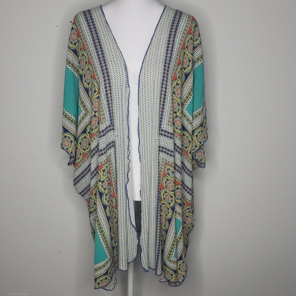 Democracy Open Front Longline 3/4 Sleeves Bohemian Cardigan Size XL Spring
